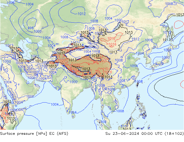 Surface pressure EC (AIFS) Su 23.06.2024 00 UTC