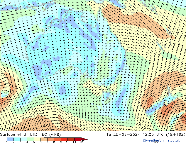  10 m (bft) EC (AIFS)  25.06.2024 12 UTC