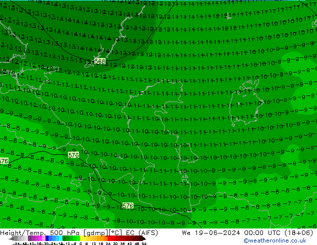 Hoogte/Temp. 500 hPa EC (AIFS) wo 19.06.2024 00 UTC