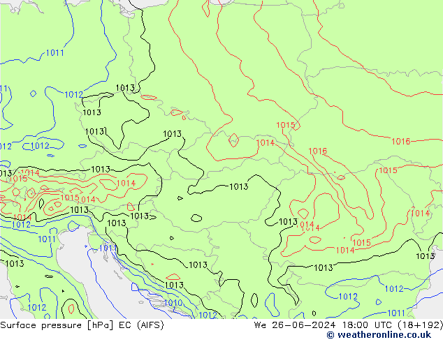 Surface pressure EC (AIFS) We 26.06.2024 18 UTC