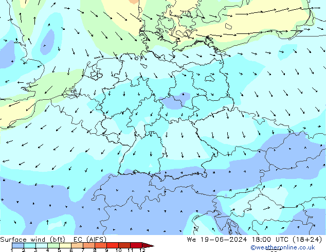 ве�Bе�@ 10 m (bft) EC (AIFS) ср 19.06.2024 18 UTC