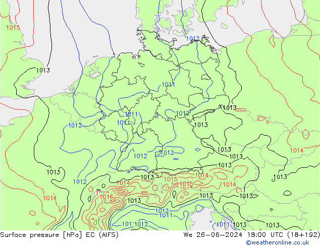 Pressione al suolo EC (AIFS) mer 26.06.2024 18 UTC