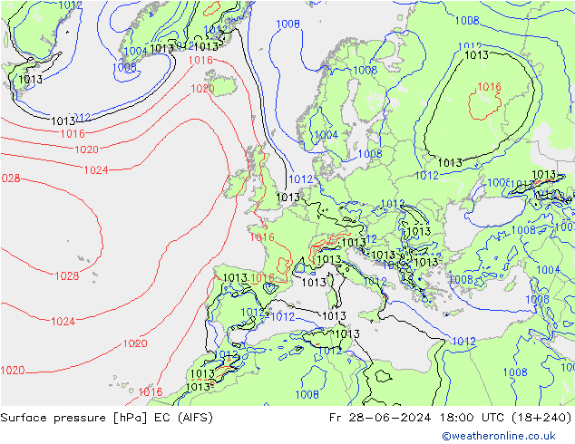 pression de l'air EC (AIFS) ven 28.06.2024 18 UTC