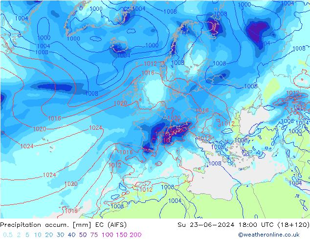 Nied. akkumuliert EC (AIFS) So 23.06.2024 18 UTC