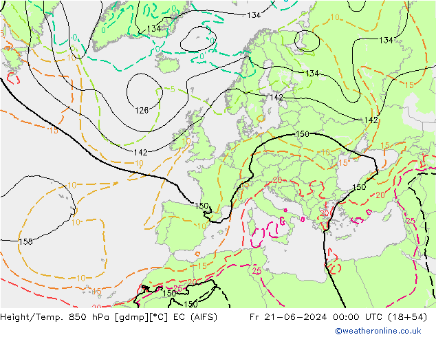 Height/Temp. 850 гПа EC (AIFS) пт 21.06.2024 00 UTC