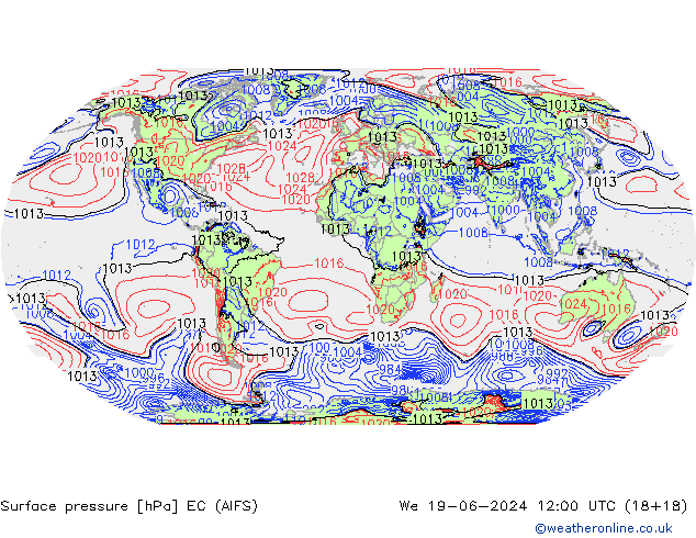 Luchtdruk (Grond) EC (AIFS) wo 19.06.2024 12 UTC