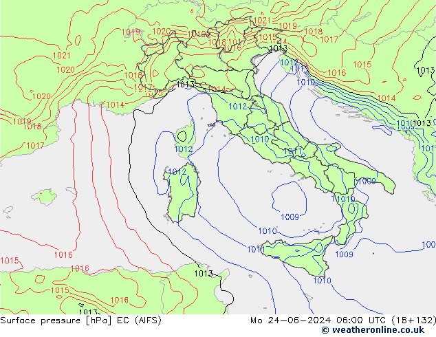 ciśnienie EC (AIFS) pon. 24.06.2024 06 UTC