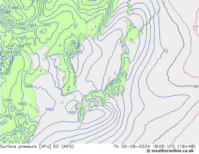 Surface pressure EC (AIFS) Th 20.06.2024 18 UTC