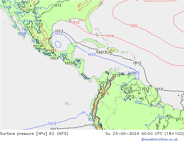 Surface pressure EC (AIFS) Su 23.06.2024 00 UTC