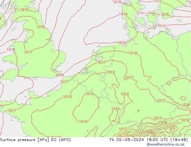 приземное давление EC (AIFS) чт 20.06.2024 18 UTC