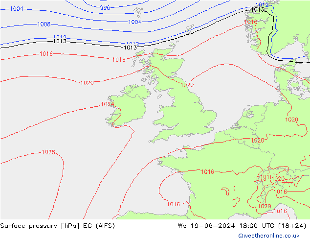 Luchtdruk (Grond) EC (AIFS) wo 19.06.2024 18 UTC