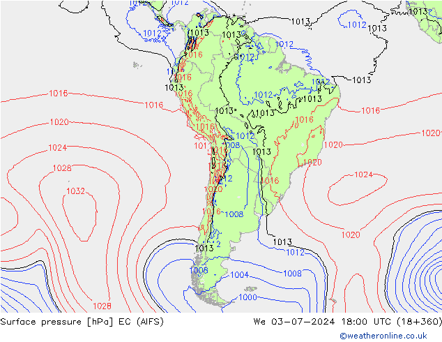 ciśnienie EC (AIFS) śro. 03.07.2024 18 UTC