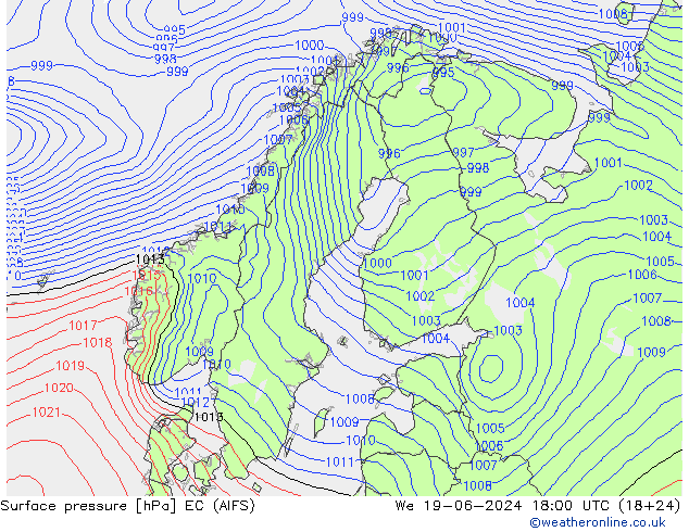 pression de l'air EC (AIFS) mer 19.06.2024 18 UTC