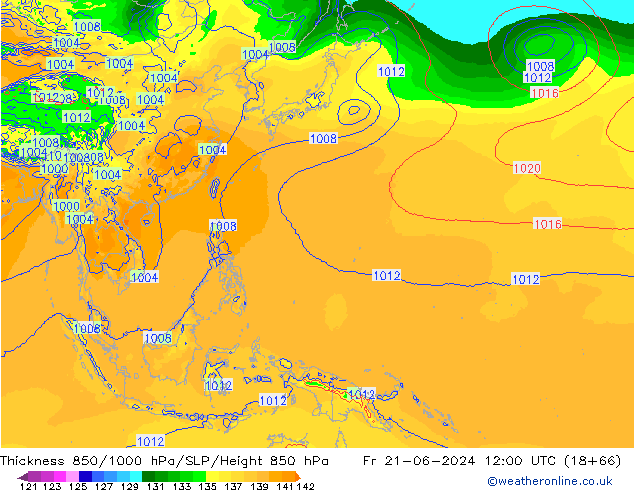 Thck 850-1000 hPa EC (AIFS) ven 21.06.2024 12 UTC