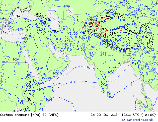 地面气压 EC (AIFS) 星期六 22.06.2024 12 UTC