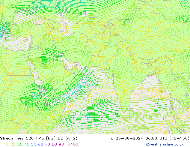 Stroomlijn 500 hPa EC (AIFS) di 25.06.2024 06 UTC