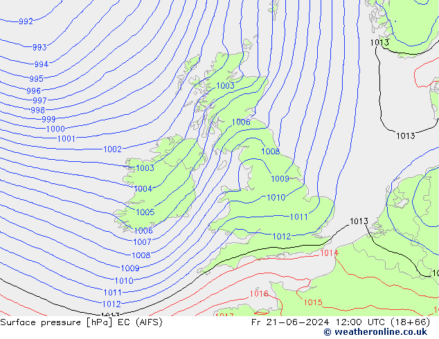 Surface pressure EC (AIFS) Fr 21.06.2024 12 UTC