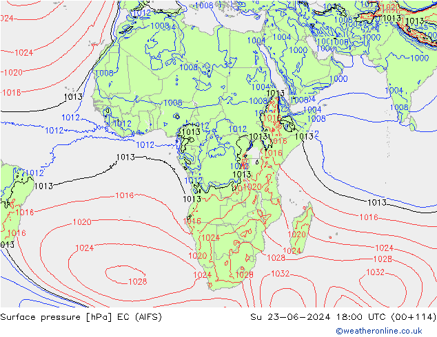 pressão do solo EC (AIFS) Dom 23.06.2024 18 UTC