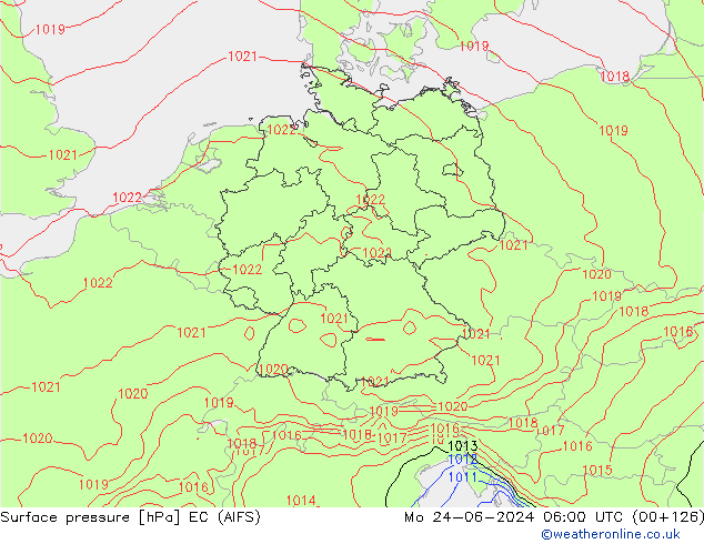 ciśnienie EC (AIFS) pon. 24.06.2024 06 UTC