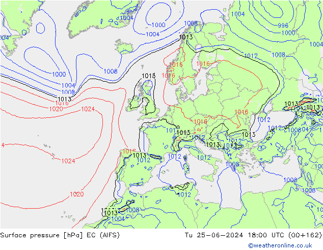 приземное давление EC (AIFS) вт 25.06.2024 18 UTC