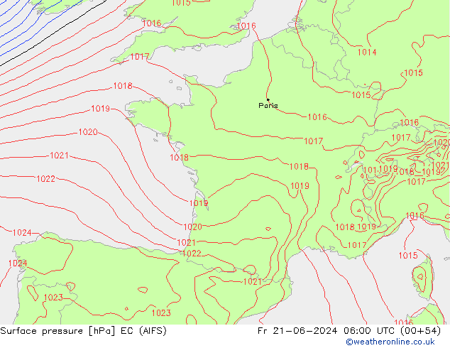 приземное давление EC (AIFS) пт 21.06.2024 06 UTC