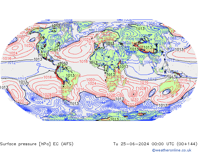 Surface pressure EC (AIFS) Tu 25.06.2024 00 UTC