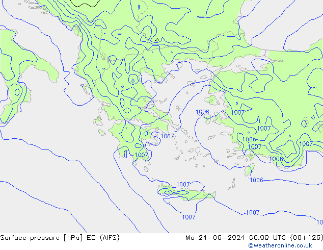 Atmosférický tlak EC (AIFS) Po 24.06.2024 06 UTC