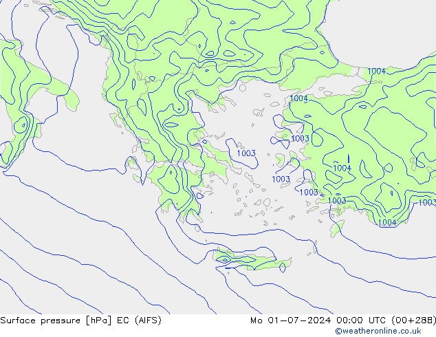 приземное давление EC (AIFS) пн 01.07.2024 00 UTC