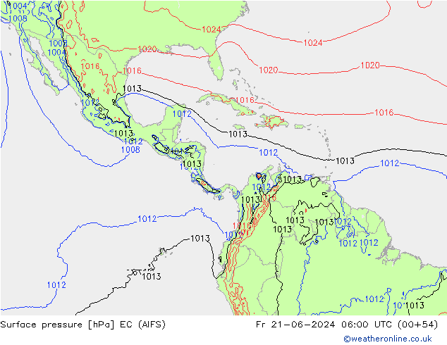 Presión superficial EC (AIFS) vie 21.06.2024 06 UTC