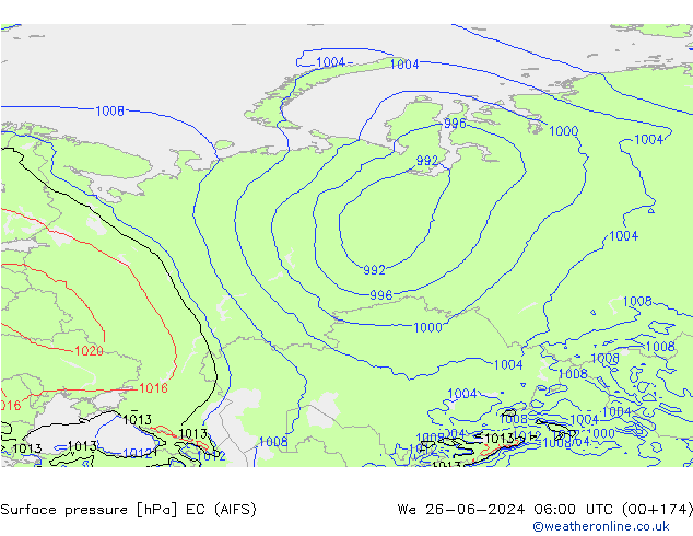 Yer basıncı EC (AIFS) Çar 26.06.2024 06 UTC