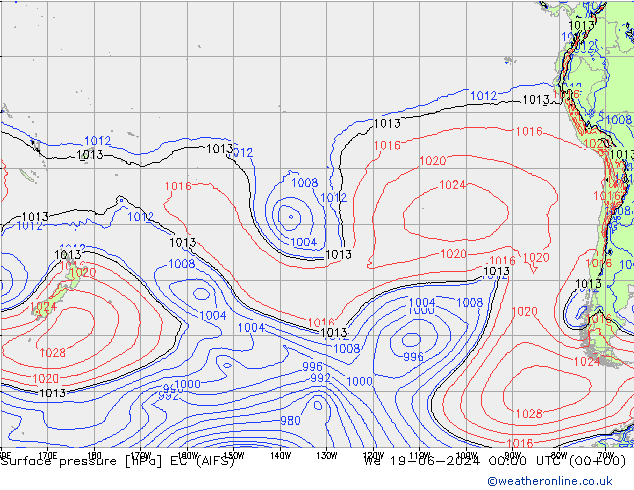 Atmosférický tlak EC (AIFS) St 19.06.2024 00 UTC