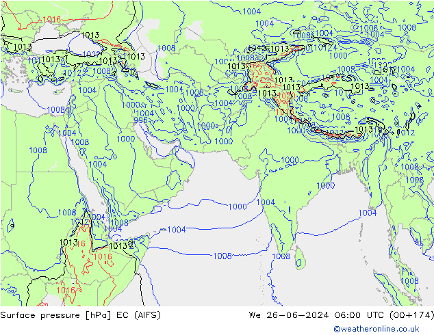 Surface pressure EC (AIFS) We 26.06.2024 06 UTC