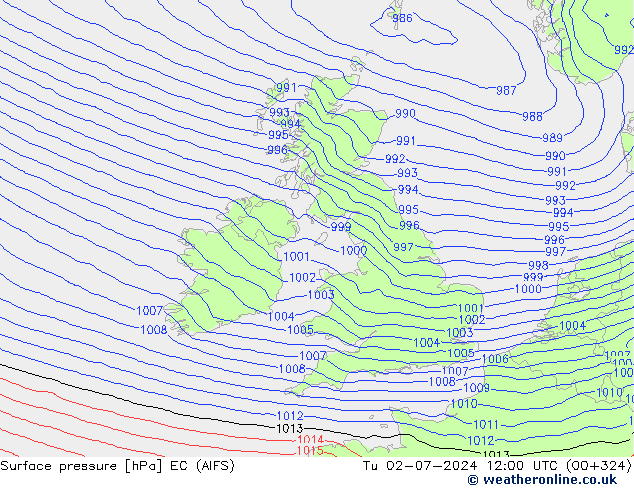 Luchtdruk (Grond) EC (AIFS) di 02.07.2024 12 UTC