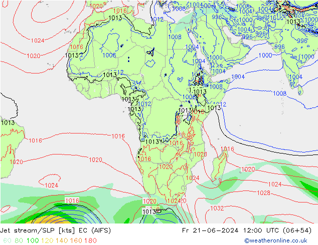 джет/приземное давление EC (AIFS) пт 21.06.2024 12 UTC