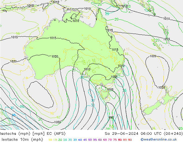 Isotachen (mph) EC (AIFS) za 29.06.2024 06 UTC