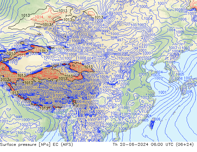 地面气压 EC (AIFS) 星期四 20.06.2024 06 UTC
