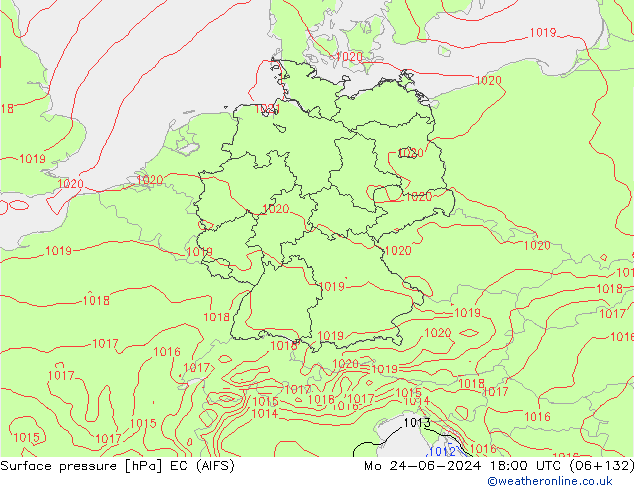 приземное давление EC (AIFS) пн 24.06.2024 18 UTC