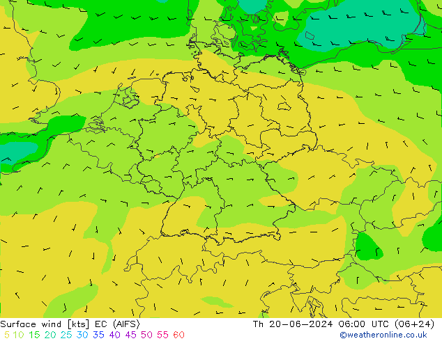 Rüzgar 10 m EC (AIFS) Per 20.06.2024 06 UTC