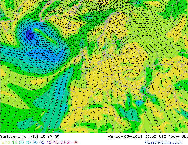 Bodenwind EC (AIFS) Mi 26.06.2024 06 UTC