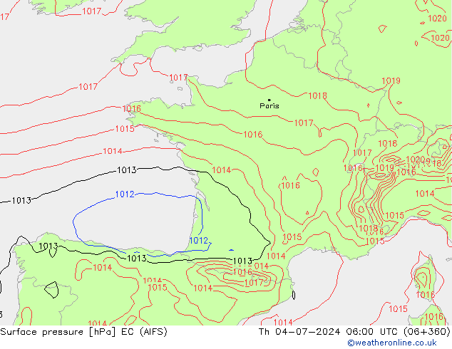 Atmosférický tlak EC (AIFS) Čt 04.07.2024 06 UTC