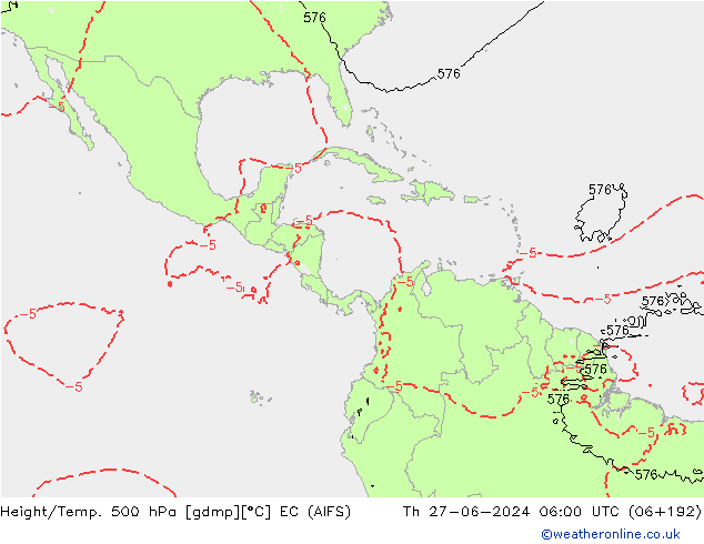 Geop./Temp. 500 hPa EC (AIFS) jue 27.06.2024 06 UTC