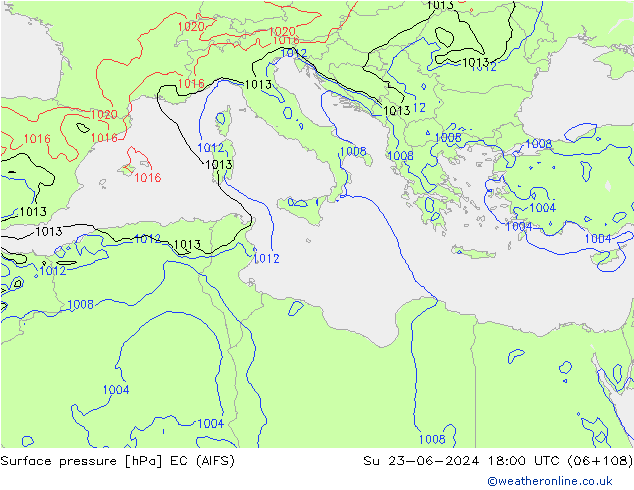 Yer basıncı EC (AIFS) Paz 23.06.2024 18 UTC