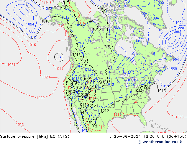 Surface pressure EC (AIFS) Tu 25.06.2024 18 UTC