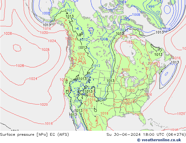 Pressione al suolo EC (AIFS) dom 30.06.2024 18 UTC