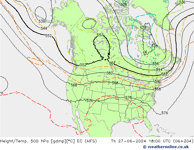 Yükseklik/Sıc. 500 hPa EC (AIFS) Per 27.06.2024 18 UTC