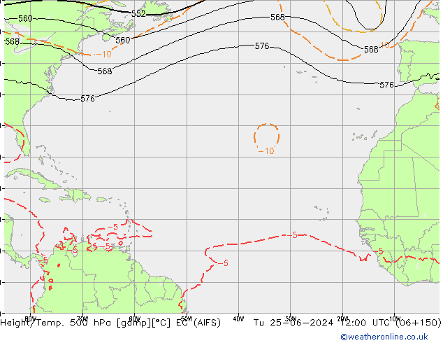 Hoogte/Temp. 500 hPa EC (AIFS) di 25.06.2024 12 UTC