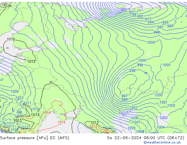 приземное давление EC (AIFS) сб 22.06.2024 06 UTC