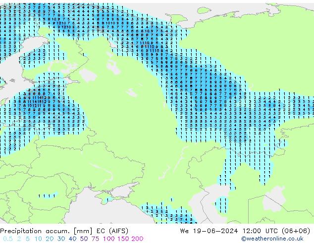 Totale neerslag EC (AIFS) wo 19.06.2024 12 UTC