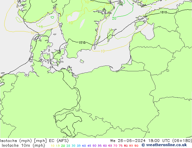 Isotachen (mph) EC (AIFS) wo 26.06.2024 18 UTC