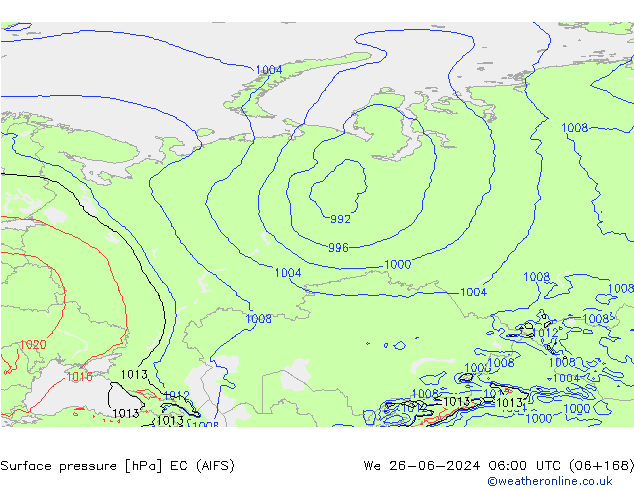 ciśnienie EC (AIFS) śro. 26.06.2024 06 UTC